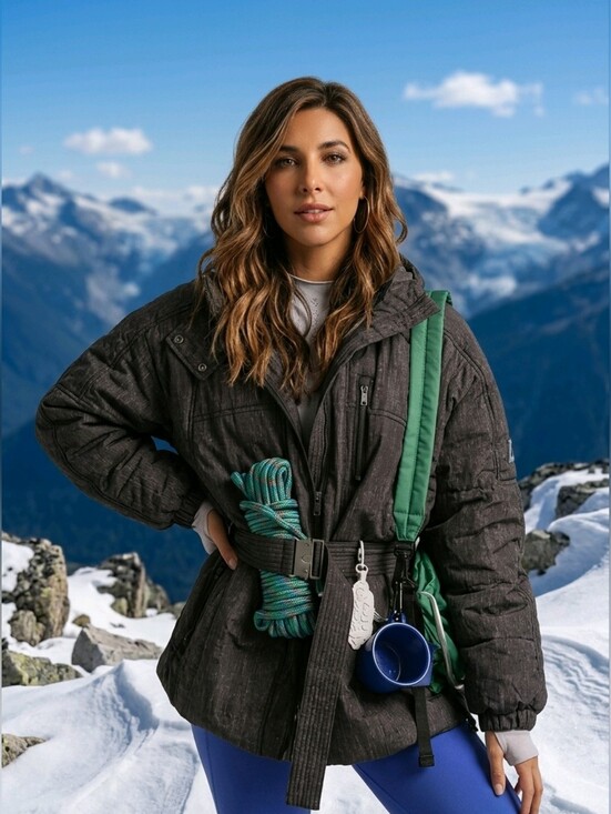 Free People Care Jackets & Blazers - FP Movement Tricked Out Trek Utility Puffer Jacket in a black wash combo